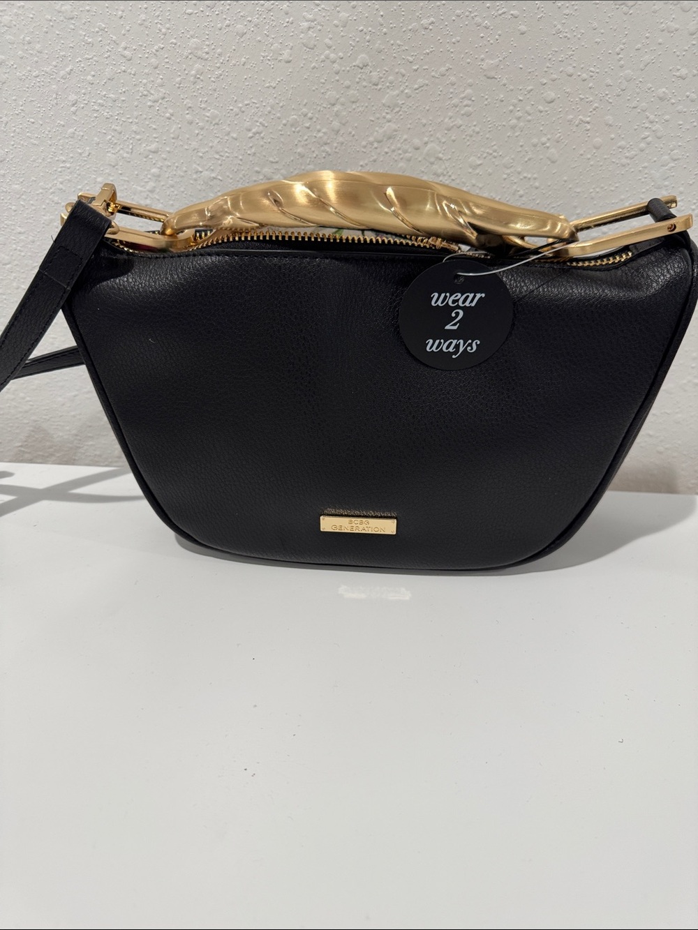BCBGeneration Black Crossbody Bag with Gold Trim